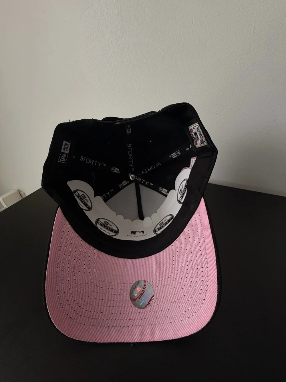 New Era Black Cap with White NY Logo and Red World Series Patch